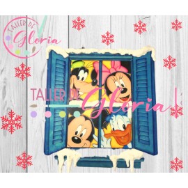 MN-087 Ventana mickey navideño