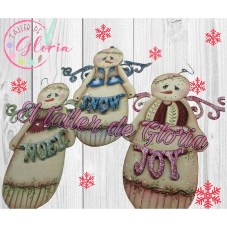 MN-091 Trio de muñecos de nieve con alas