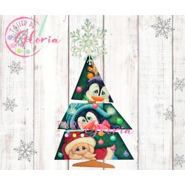 MN-122 Arbol tablas Santa y Pinguinos