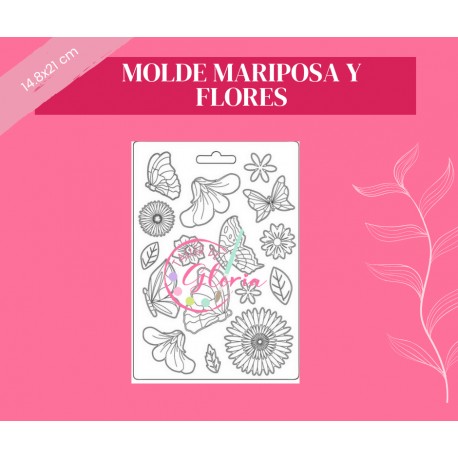 Molde mariposas y flores
